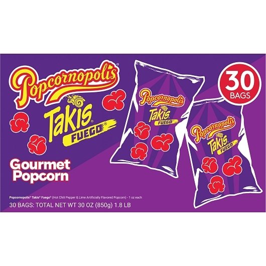 Popcornopolis Hot Chili Pepper & Lime Popcorn Fuego Takis, 1 Ounce, 30 Per Case