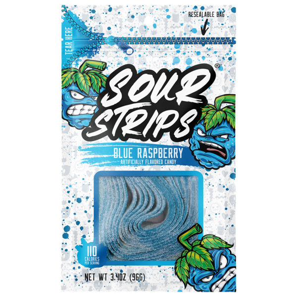 SOUR STRIPS Blue Raspberry Flavored Peg Bag, 3.4 oz., 12/12 ct.