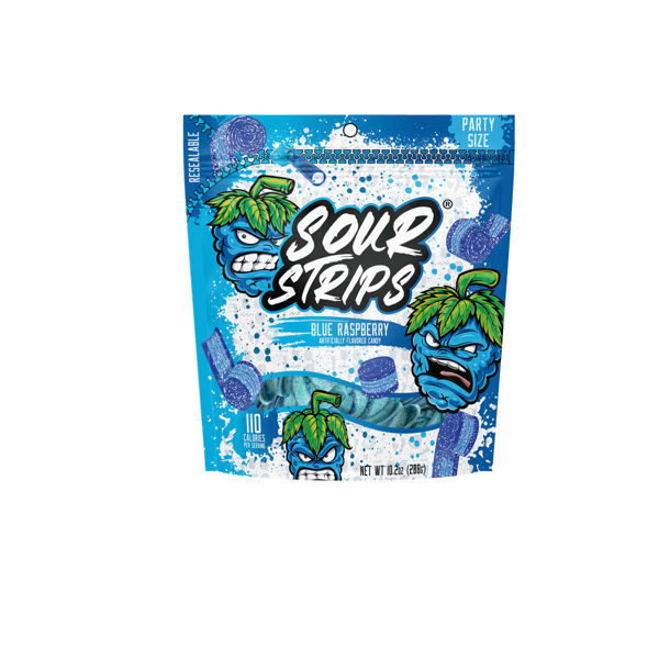 SOUR STRIPS Blue Raspberry Flavored Pouch, 10.2 oz., 3/12 ct.