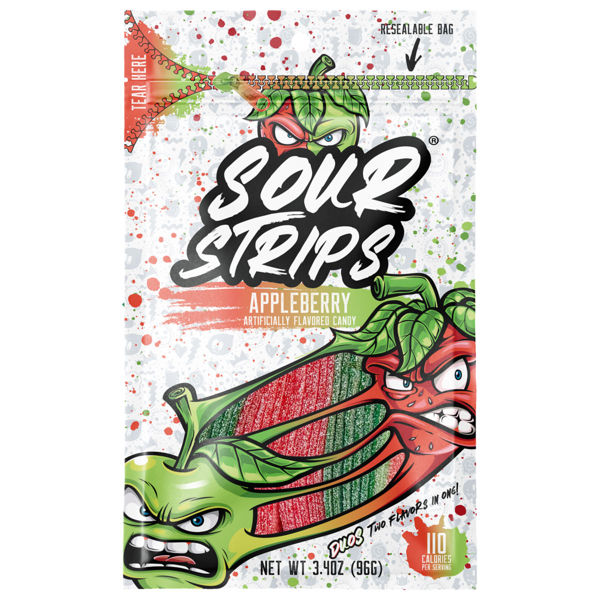 SOUR STRIPS DUOS Appleberry Flavored Peg Bag, 3.4 oz., 50 ct.