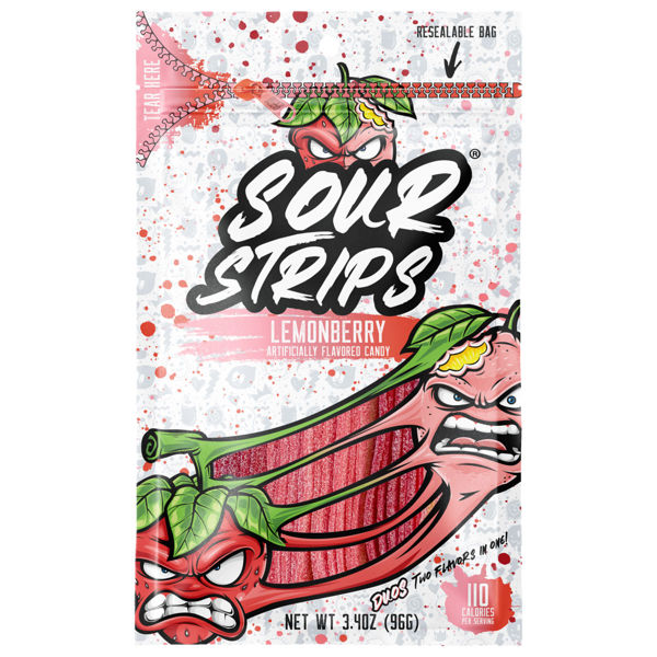 SOUR STRIPS DUOS Lemonberry Flavored Peg Bag, 3.4 oz., 50 ct.