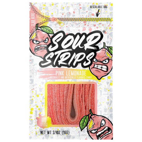 SOUR STRIPS Pink Lemonade Flavored Peg Bag, 3.4 oz., 50 ct.