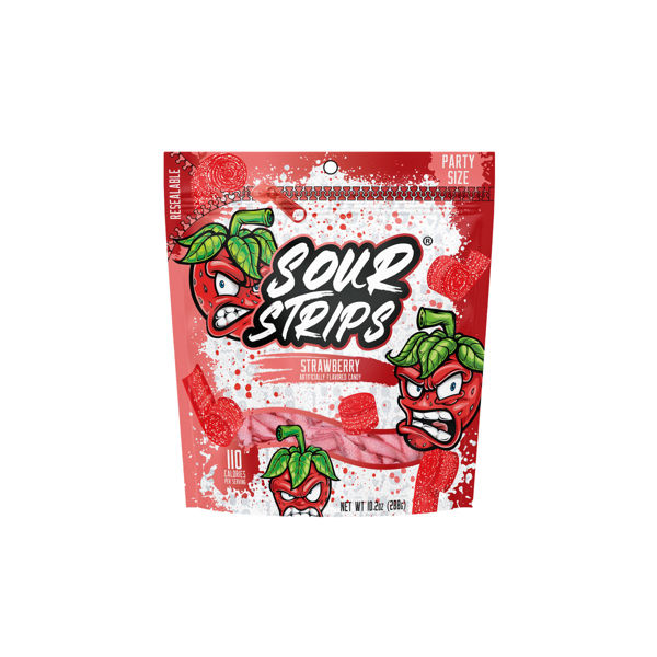 SOUR STRIPS Strawberry Flavored Pouch, 10.2 oz., 3/12 ct.