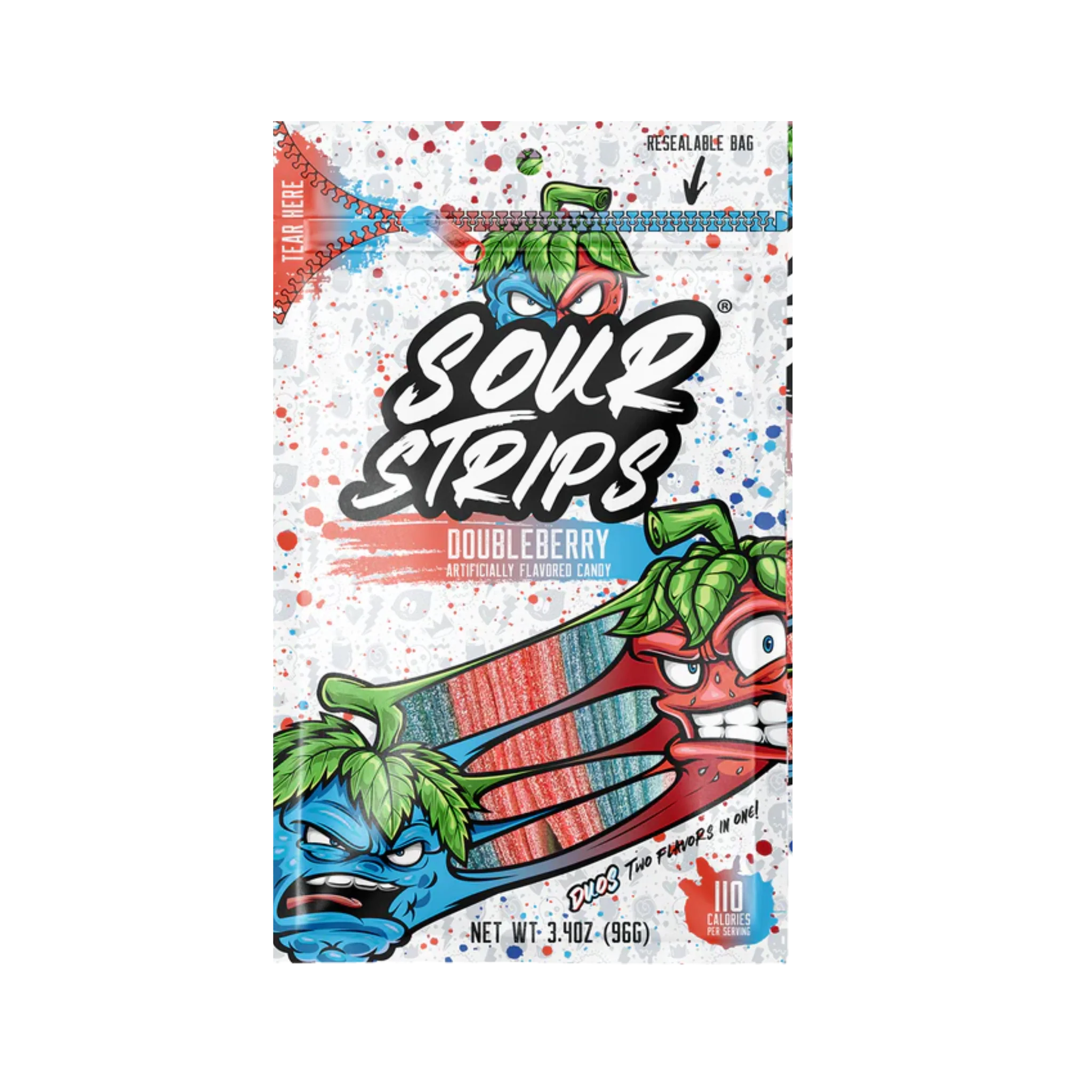 SOUR STRIPS DUOS Doubleberry Flavored Peg Bag, 3.4 oz., 12/12 ct.