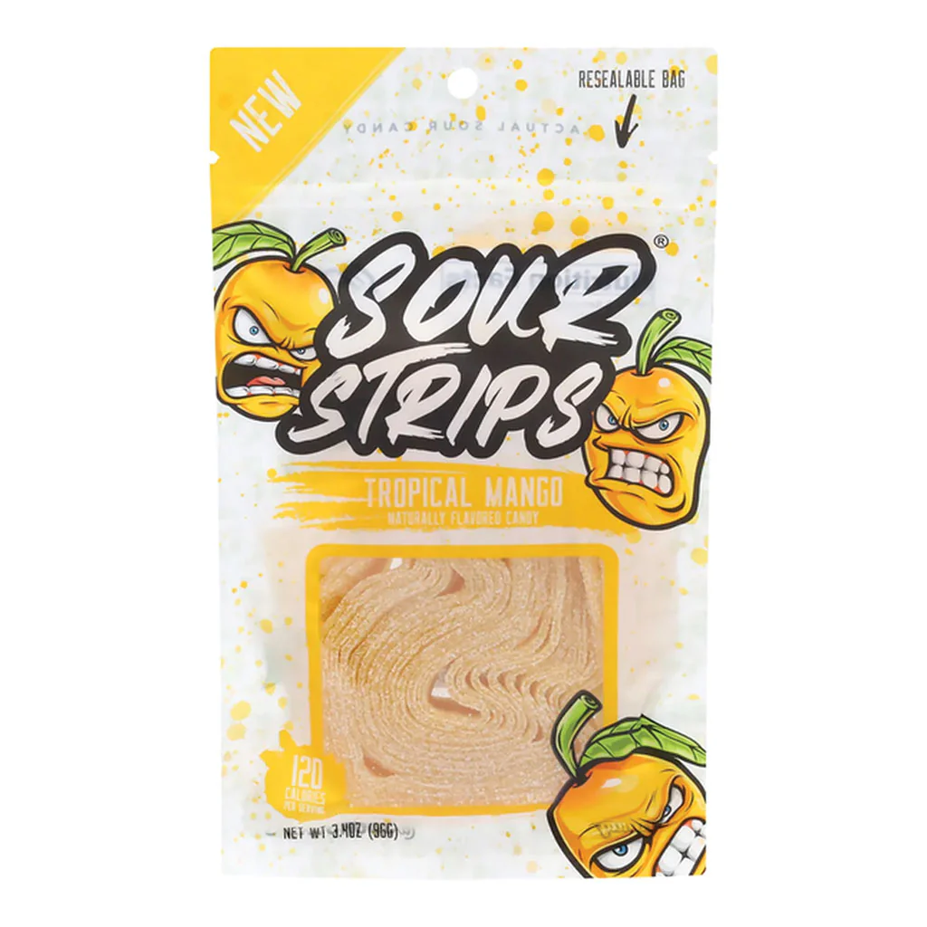 SOUR STRIPS Tropical Mango Flavored Peg Bag, 3.4 oz., 12/12 ct.